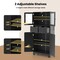 Black P2 MDF Storage Cabinet with Tempered Glass Doors, Drawers and Adjustable Shelves